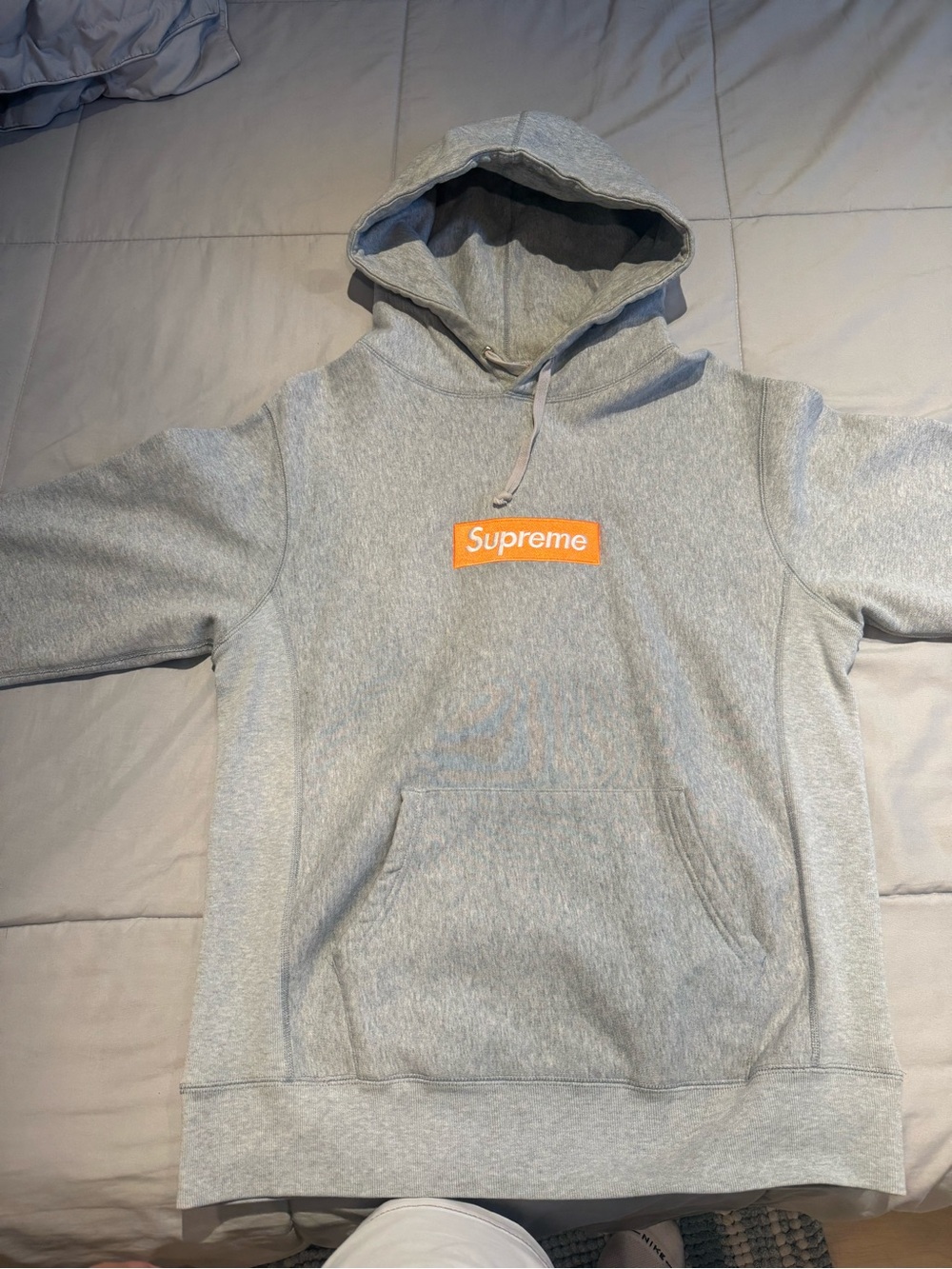 Supreme Gray Hoodie with Orange Box Logo